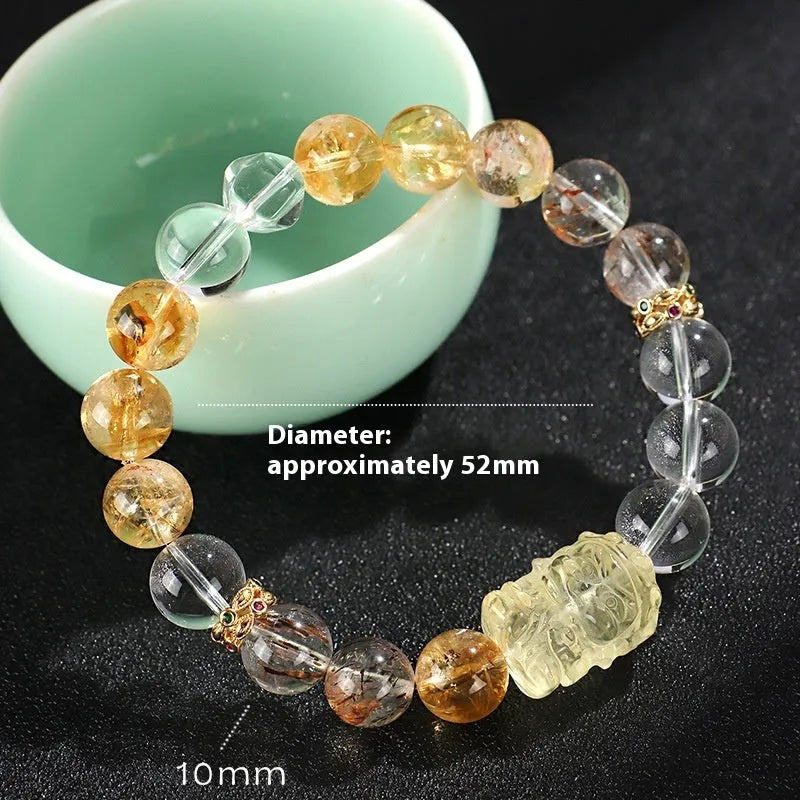 Women's beaded bracelet with Huang Tajing white crystal, yellow tower crystal and freshwater pearls
