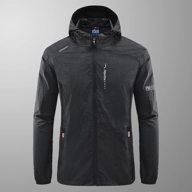 Men's lightweight nylon hooded jacket for summer outdoor wear in multiple colour options