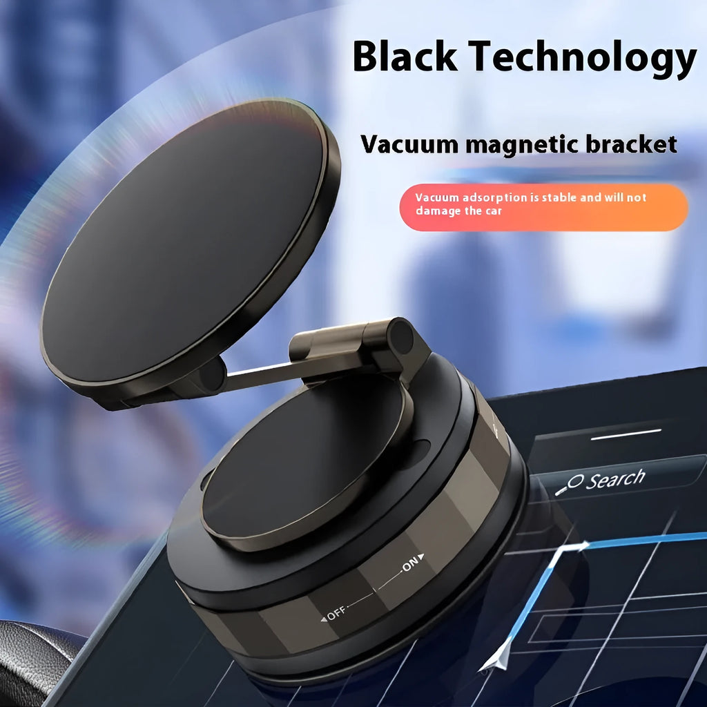 Folding vacuum suction cup car phone holder in T30 Black with zinc alloy mount