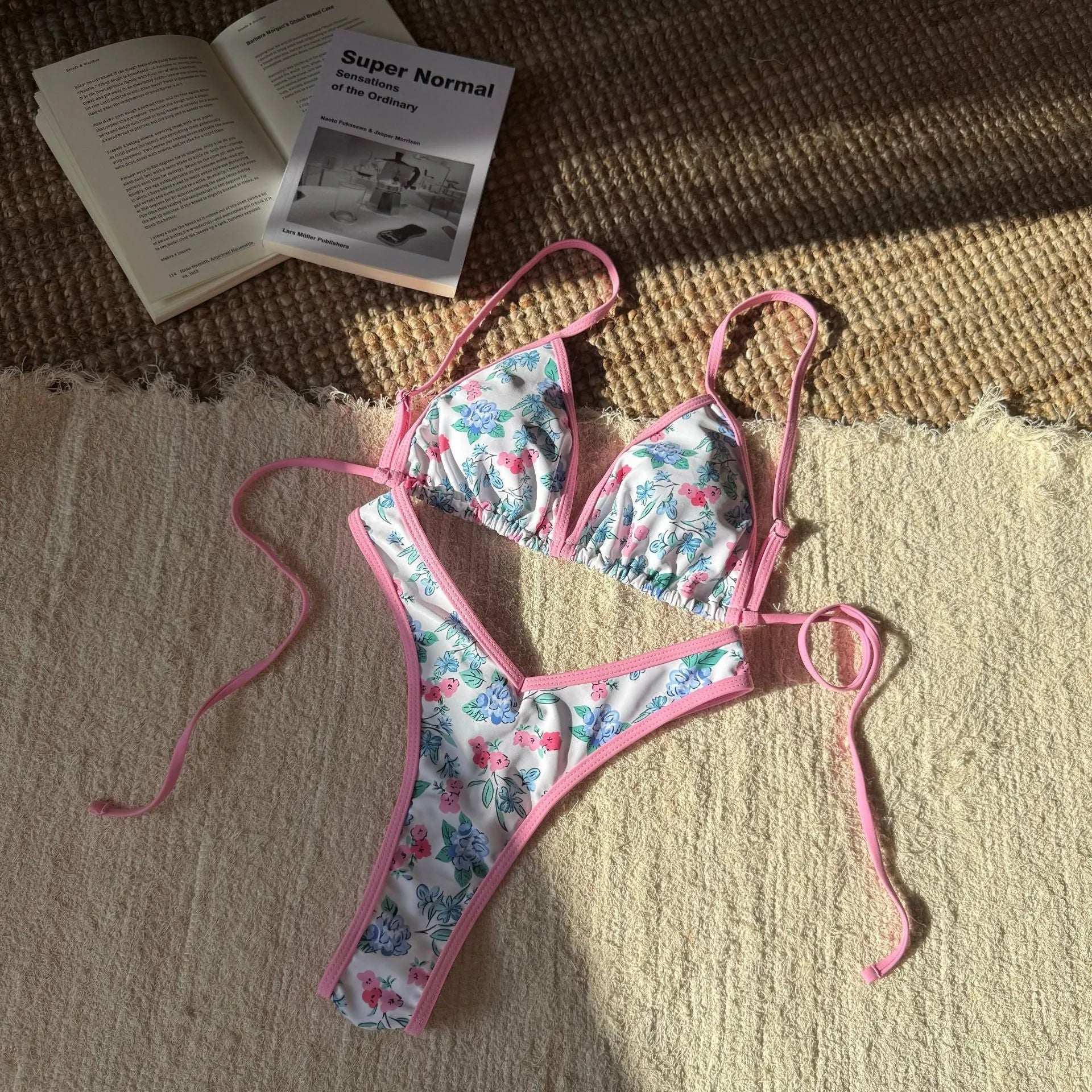 Women's split leopard print polyester bikini set with brief bottom and sleeveless top