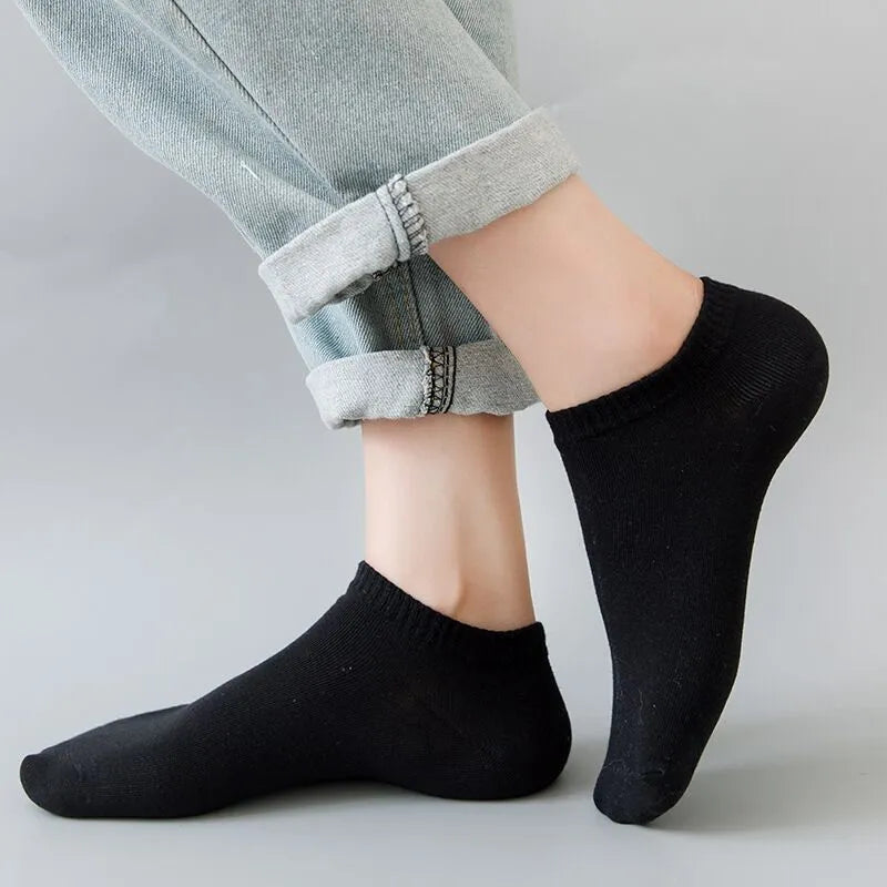 Men's invisible boat socks in black, grey and white, blended fabric, one size, 1 3 5 pair options