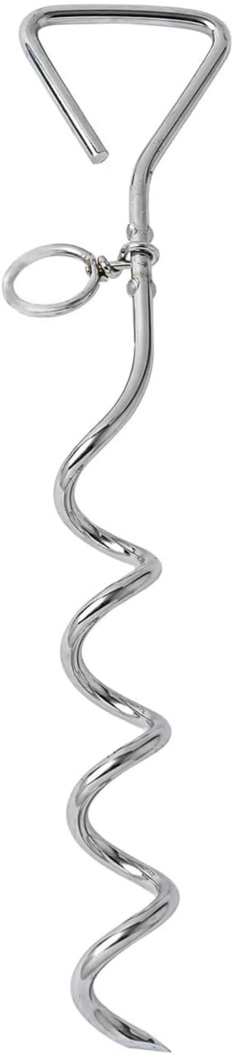Steel spiral dog tie out stake measuring 8mm diameter by 40cm length with rust-resistant finish