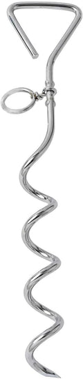 Steel spiral dog tie out stake measuring 8mm diameter by 40cm length with rust-resistant finish