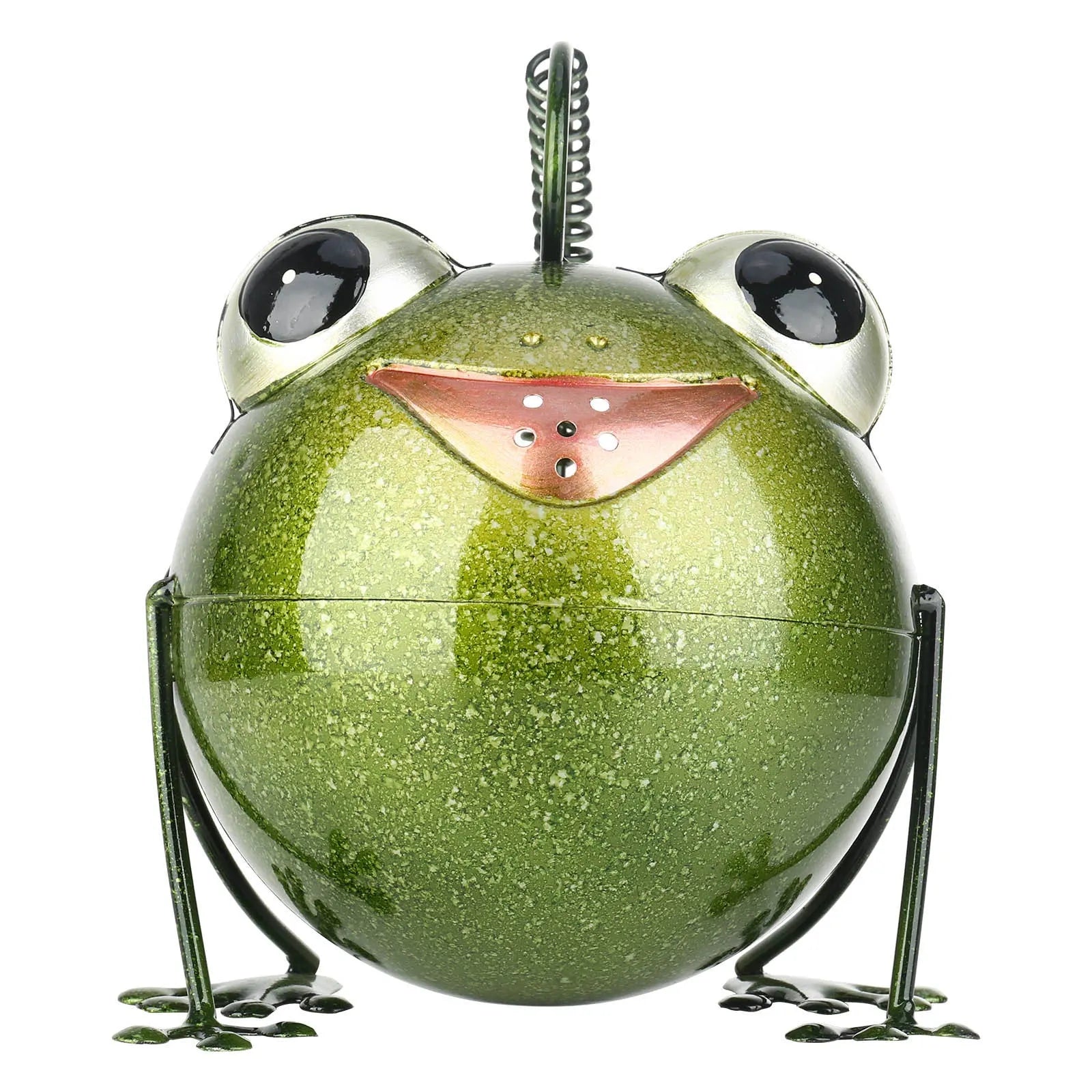 Creative cartoon iron frog watering pot in wrought iron with coloured frog design for garden decoration
