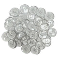 Transparent resin sewing buttons with two holes and 10mm diameter in a 100-piece pack