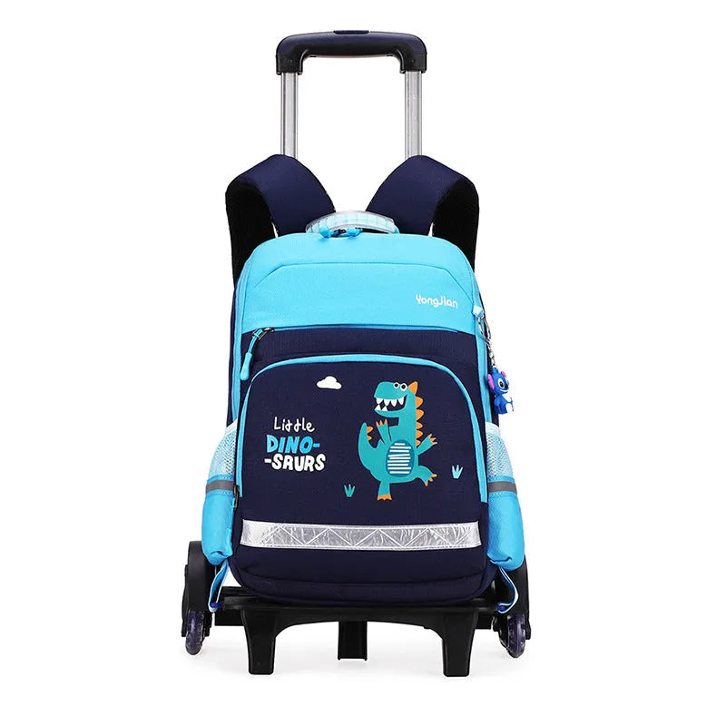 Red and black Korean detachable trolley bag for elementary school students with wheels.