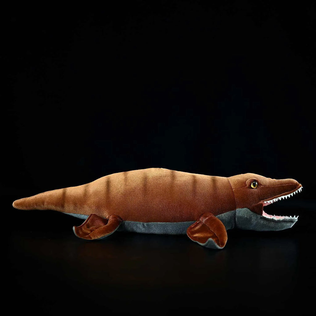 Cute dinosaur plush toy in flannel fabric measuring 48cm long from mouth to tail