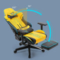 Dowinx LS-6010 men's gaming chair with 4D adjustable armrests in black leather-look fabric