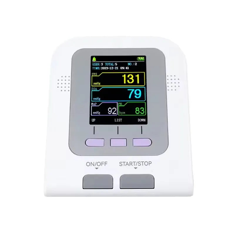CONTEC08A veterinary digital blood pressure monitor with colour screen and three animal cuff sizes.