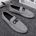 Men's black and grey casual summer shoes with suede and cowhide upper and rubber sole