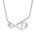 S925 sterling silver transformed pearl necklace with diamonds geometric asymmetric pendant cross chain light luxury women's jewellery