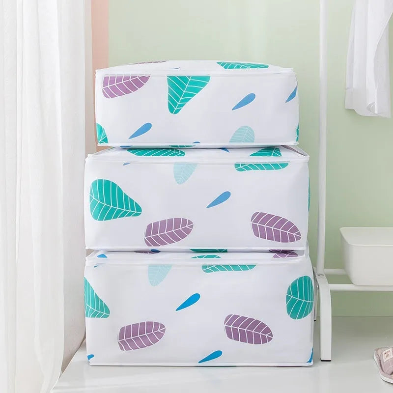 PEVA dustproof quilt storage bag with cube shape, available in small medium or large sizes