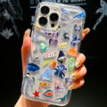 TPU transparent phone case with airbag corners and marine animal artwork for Apple iPhone