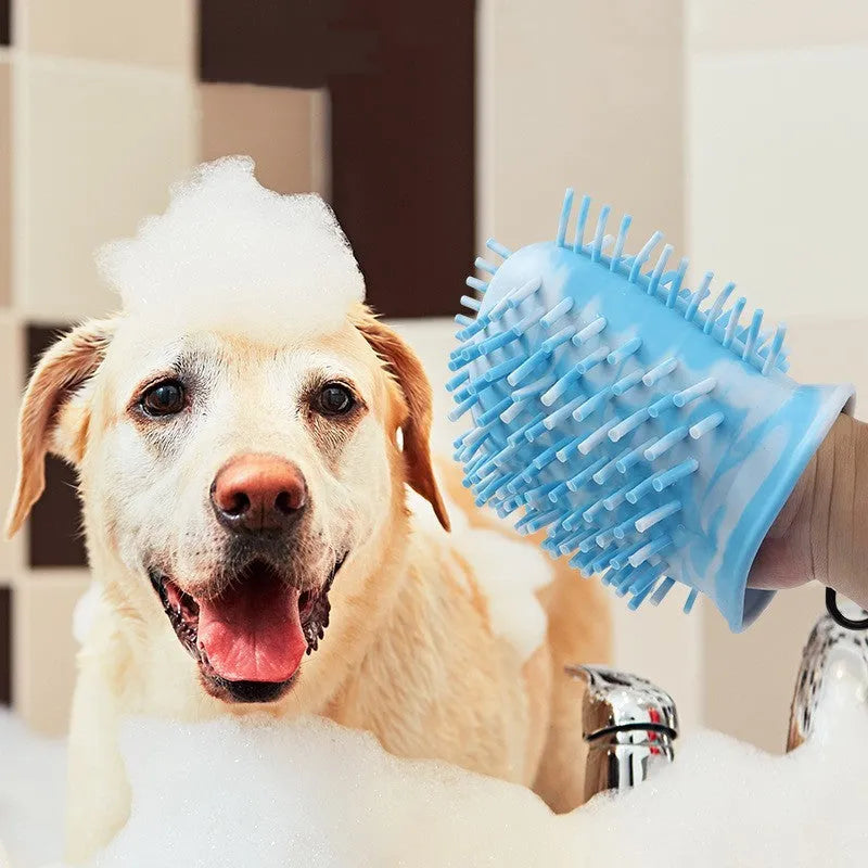 2 in 1 dog paw cleaner cup with silicone bristles for paw cleaning and grooming, portable pet foot washing brush