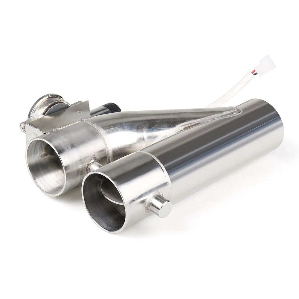 Stainless steel electronic control double valve exhaust pipe, 290mm length, silver, available in 2 to 3 inch diameters