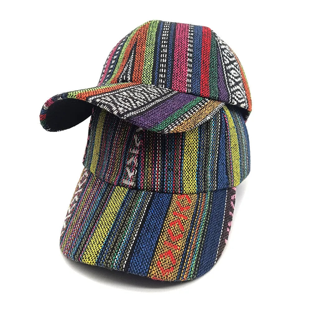 Women's bohemian baseball cap with dome crown in lightweight polyester fabric