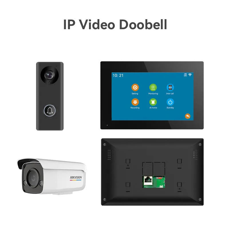 Wireless video intercom doorbell system with 1080P camera, outdoor unit, and indoor display station
