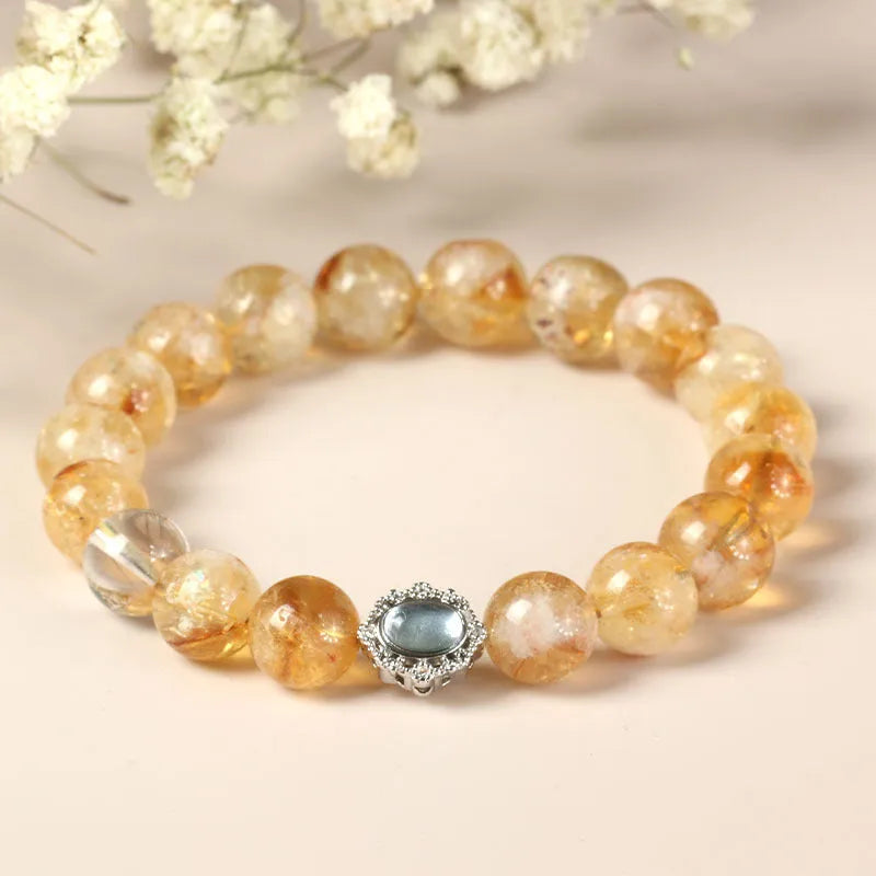 Citrine crystal bracelet with geometry design in 10mm size