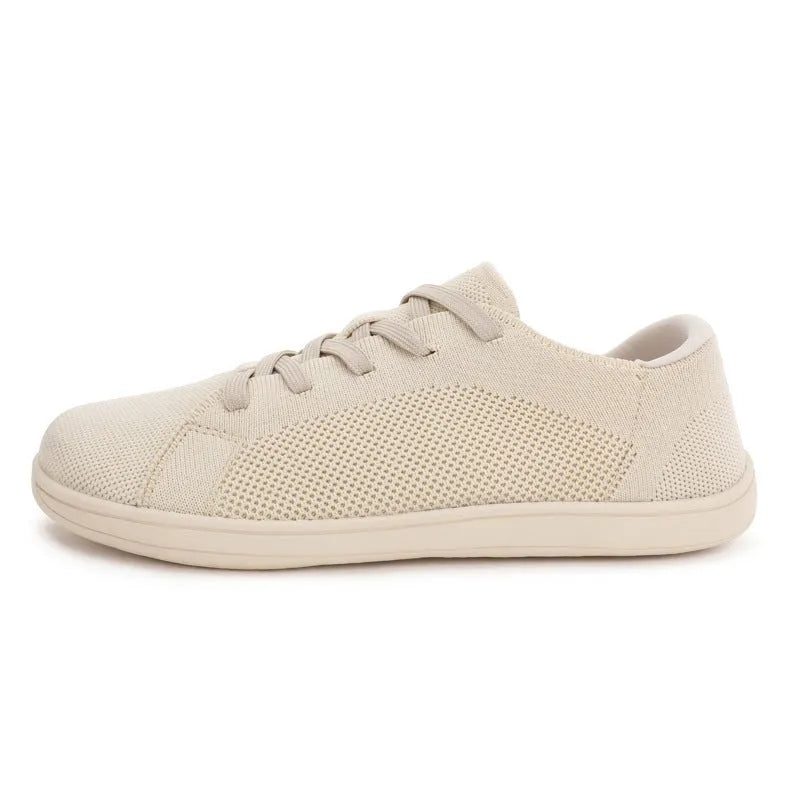 Wide toe barefoot yoga shoes with rubber sole and cotton lining in black, side view