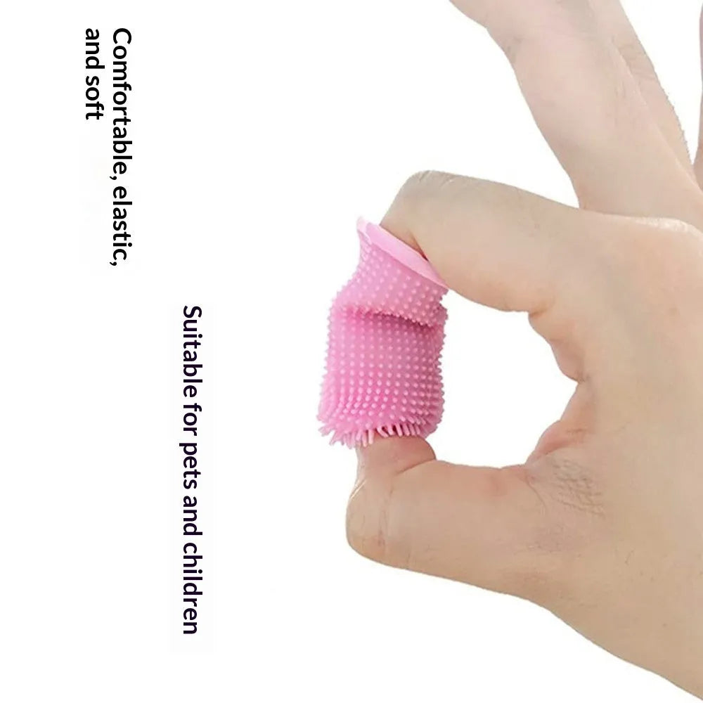 360-degree silicone finger toothbrush for dogs and cats with deep oral cleaning finger sleeve, available in multiple colours