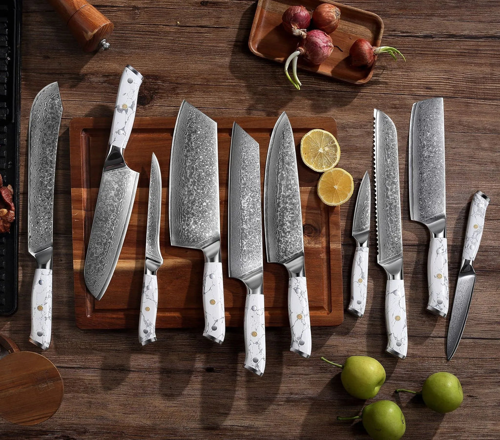 Damascus combined chef knife with 21cm VG10 steel blade and 11cm handle for kitchen use
