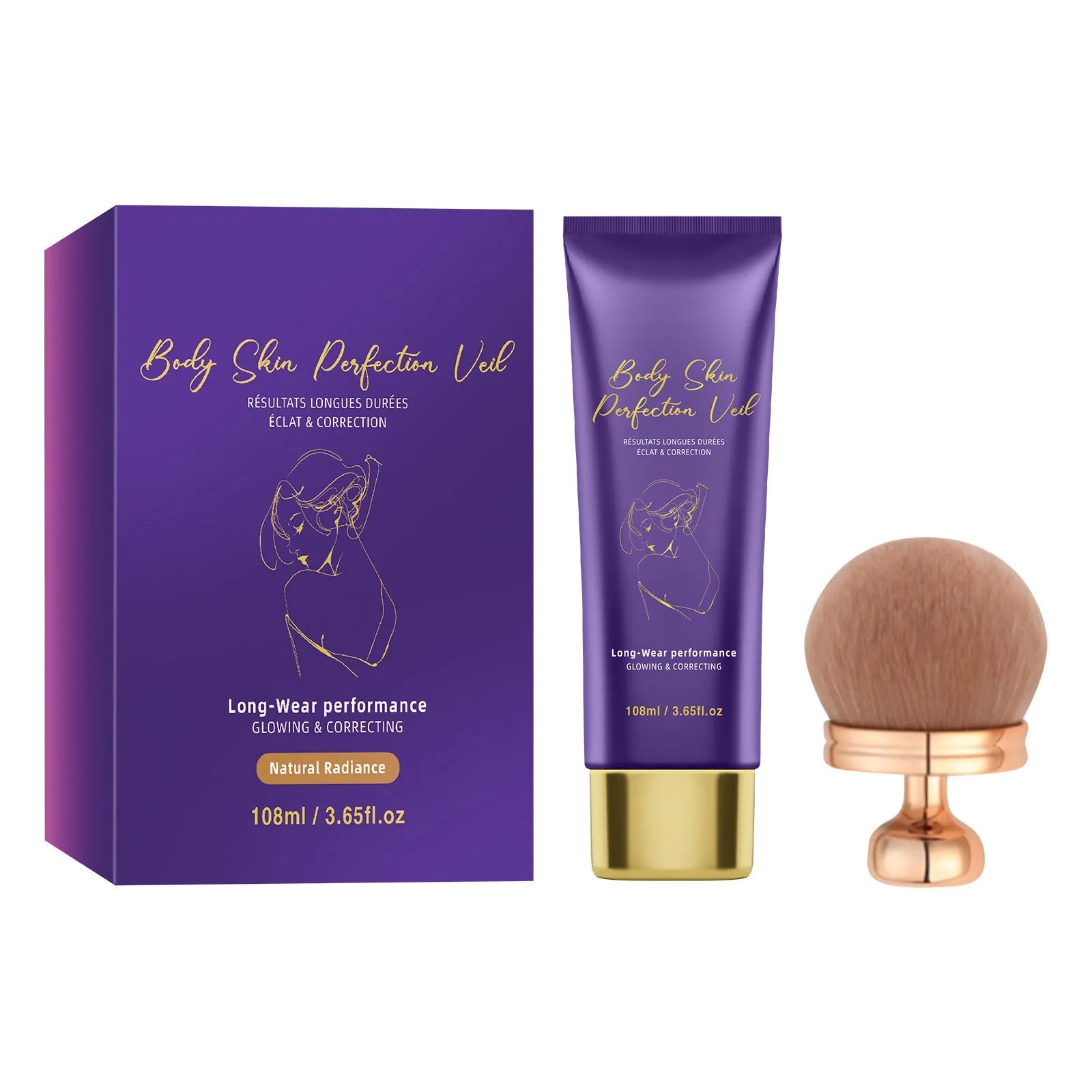 Daily uniform facial foundation cream 108ml with brush applicator in four shades Deep Golden Natural Warm