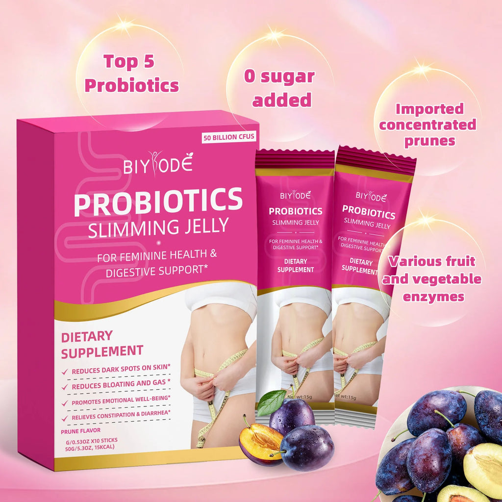 Probiotic jelly slimming supplement sticks for women, 10 sticks per box, OEM ODM private label