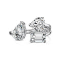 S925 sterling silver ring with adjustable opening and pear-shaped heart-shaped zircon inlay