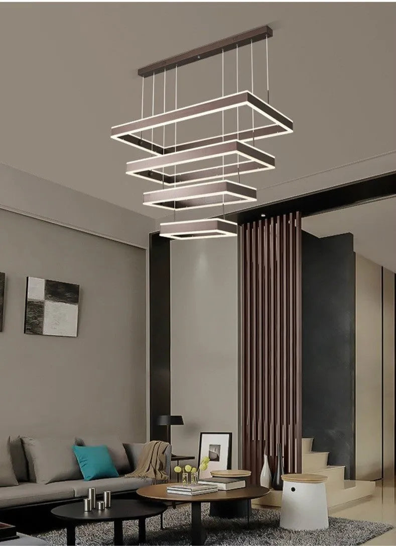 Brown fish-shaped pendant lamp ceiling chandelier with remote control and USB power cable