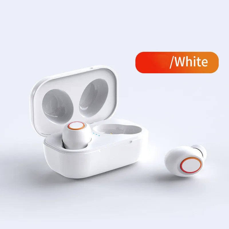 TWS in-ear Bluetooth headset with 10m range, available in colours including black, white, pink, and green