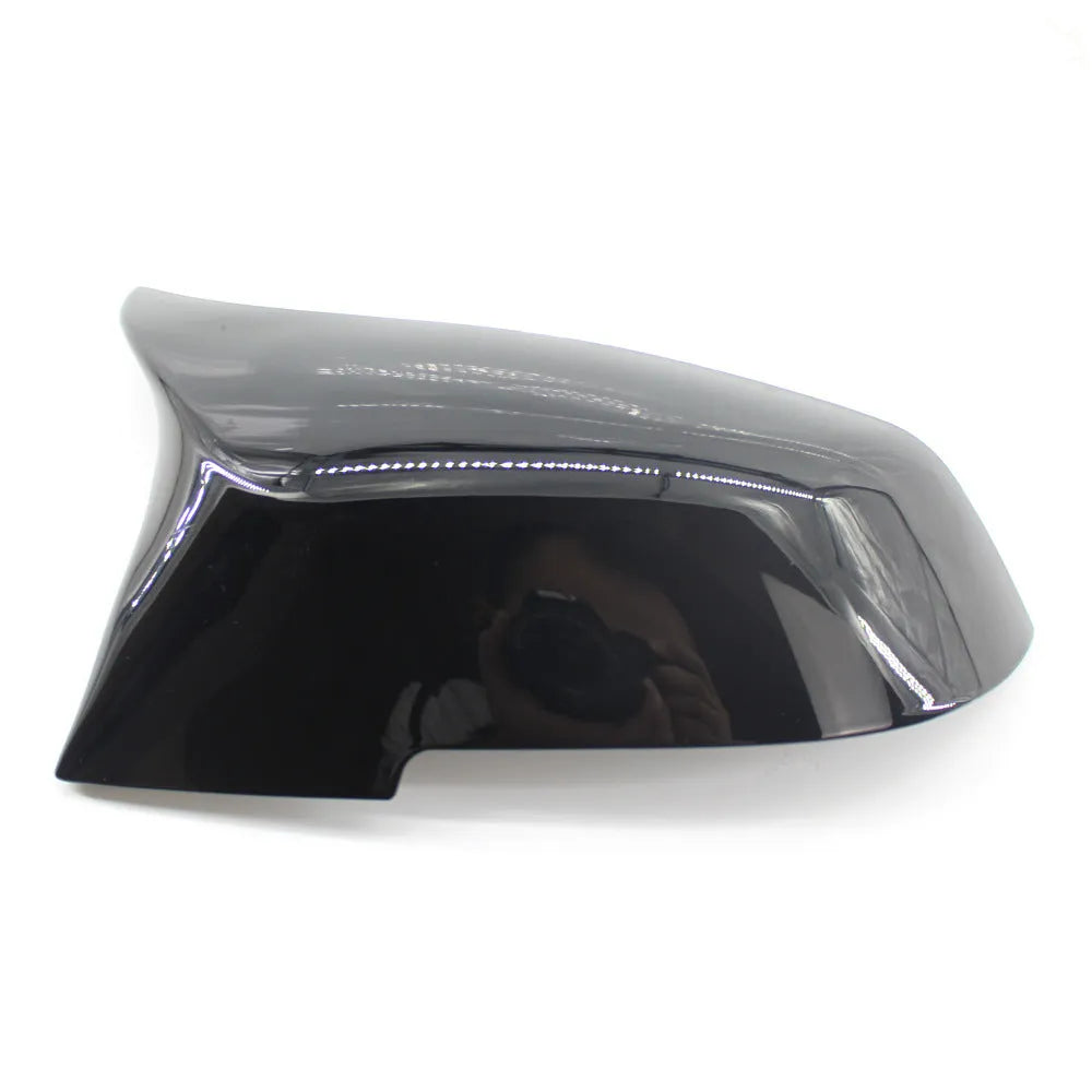 Pair of paint bright black modified horn-shaped rear-view mirror shells for BMW 3 Series and 4 Series F20 F30 models