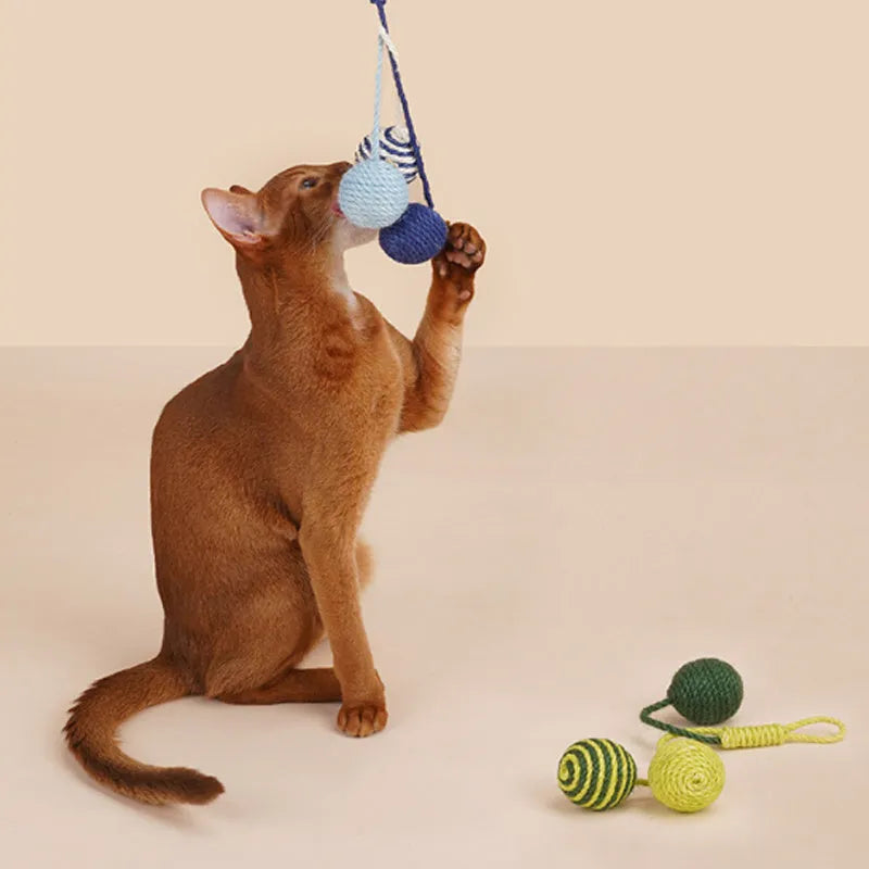Cat toy set with teaser stick and catnip ball in multiple colour options