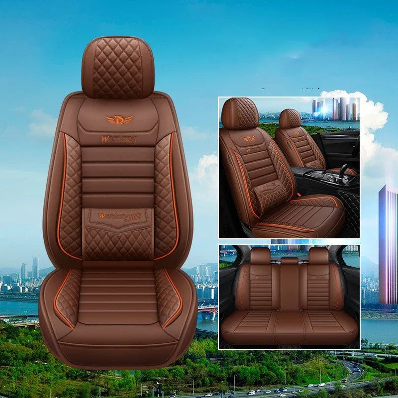 Leather car seat cushion with high elastic sponge filler, shown in a red colour on a car seat.
