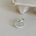 Geometric open ring with three-dimensional interlaced matte metal design