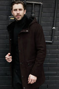 Men's casual fleece hooded jacket in solid suede fabric, available in black, red, brown, gray, sizes M to 4XL