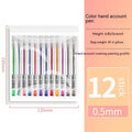 Boxed set of twelve colour gel pens with 0.5mm tips for journaling and stationery needs