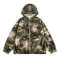 Hooded camouflage sun protection jacket for men in loose fit polyester
