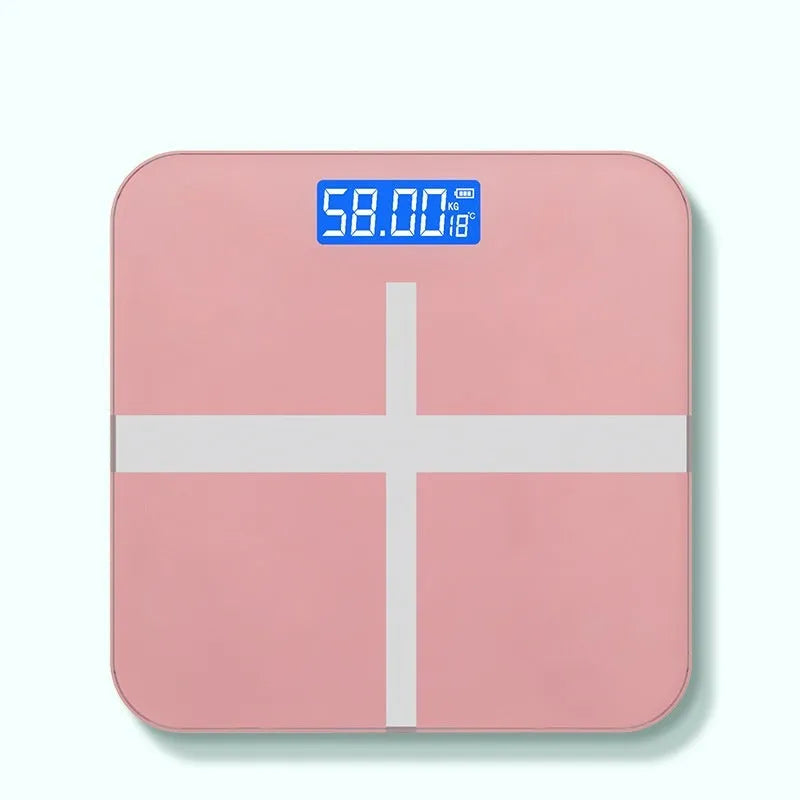 Electronic body weight scale with USB charging in choice of black, rose red or white colour