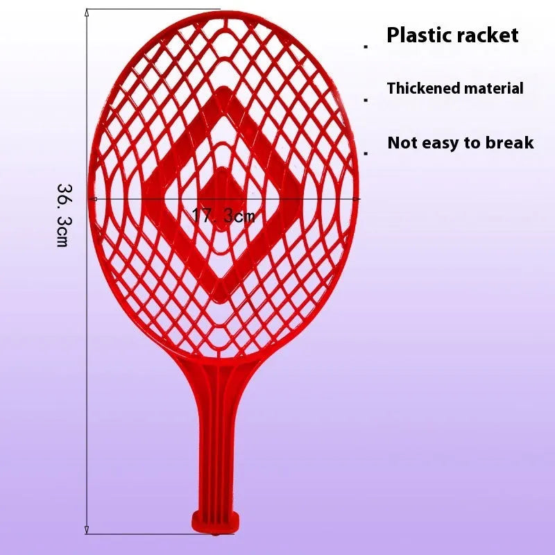 Single tennis trainer with rope, rotating racket, 161cm iron pole, base type or ground plug, ball with string.