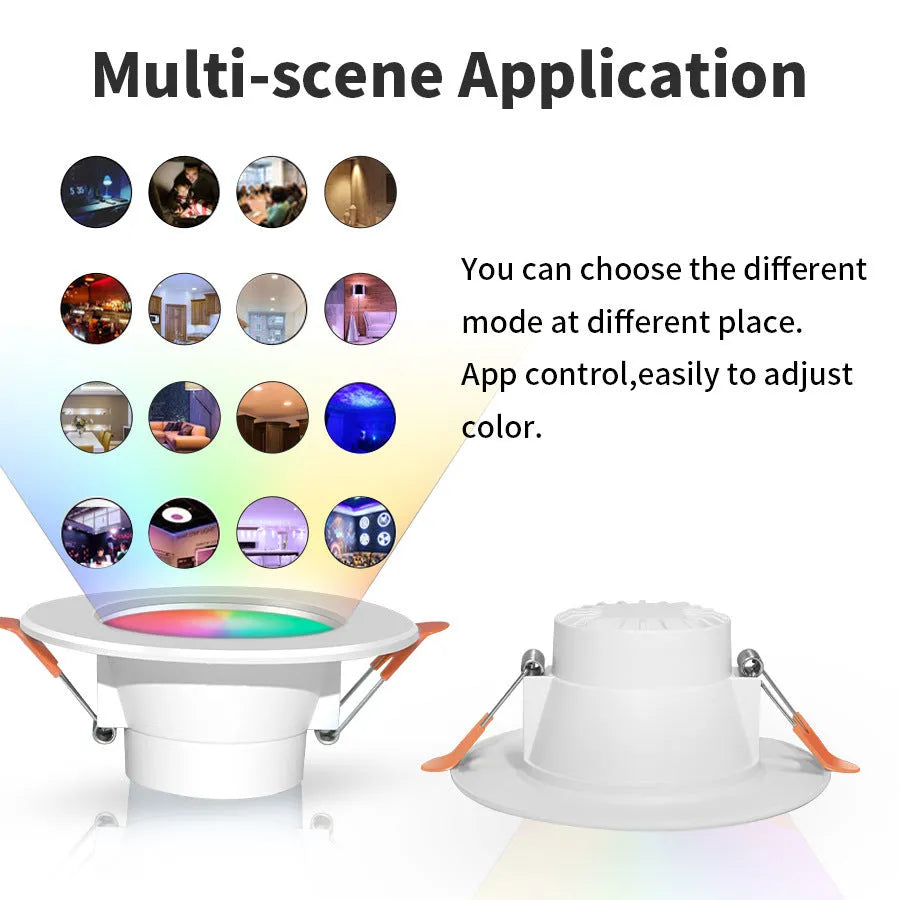 Graffiti Bluetooth smart downlight with voice control, full colour dimming, and built-in speaker, compact 113mm design