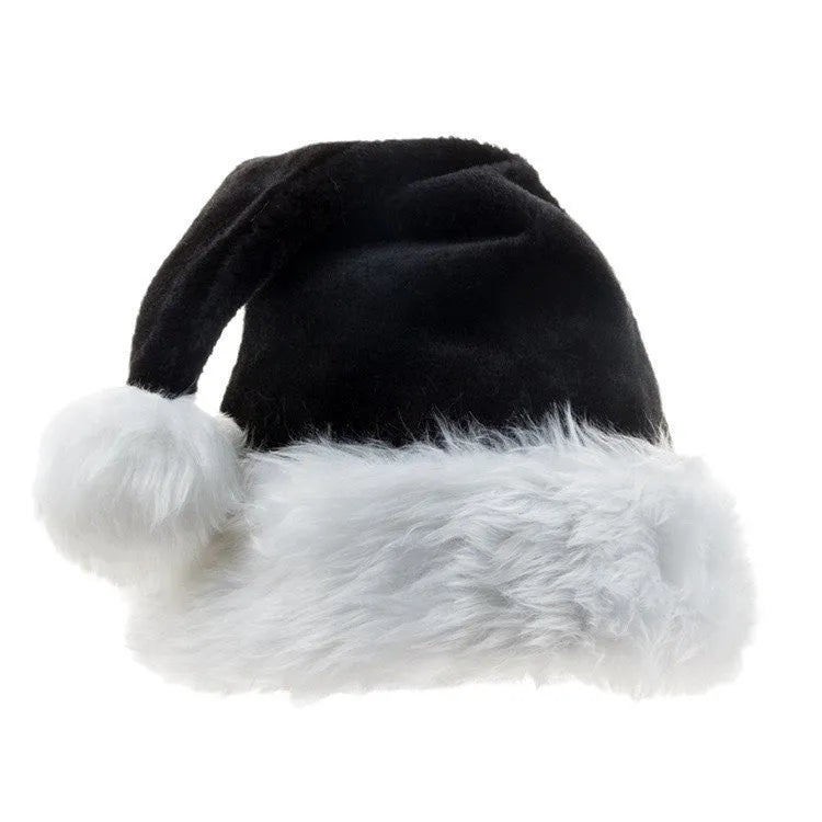 European-style plush polyester Christmas hat in red and black colour option