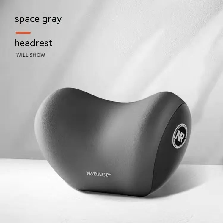 Car lumbar support and headrest pillow set in memory foam with milk silk cover