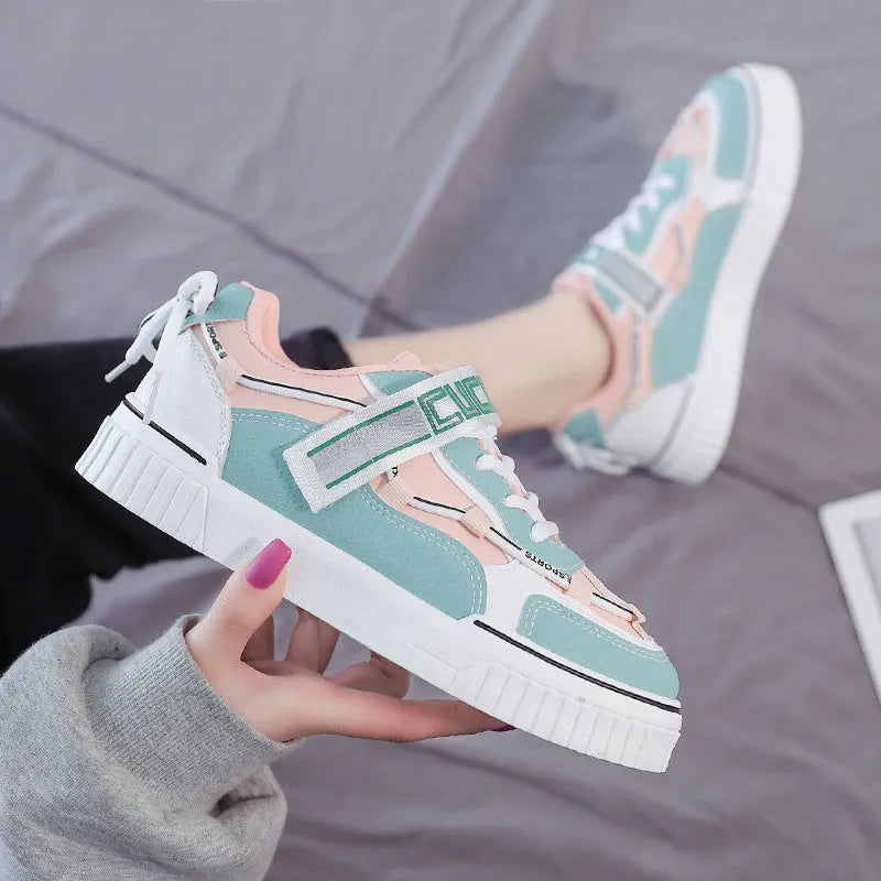 Female student whiteboard shoes in multiple colours with PU upper and lace-up closure