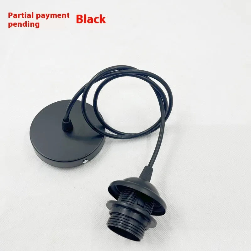 White plastic E27 lamp holder with full tooth socket and 2.5-metre hanging wire for ceiling light accessory