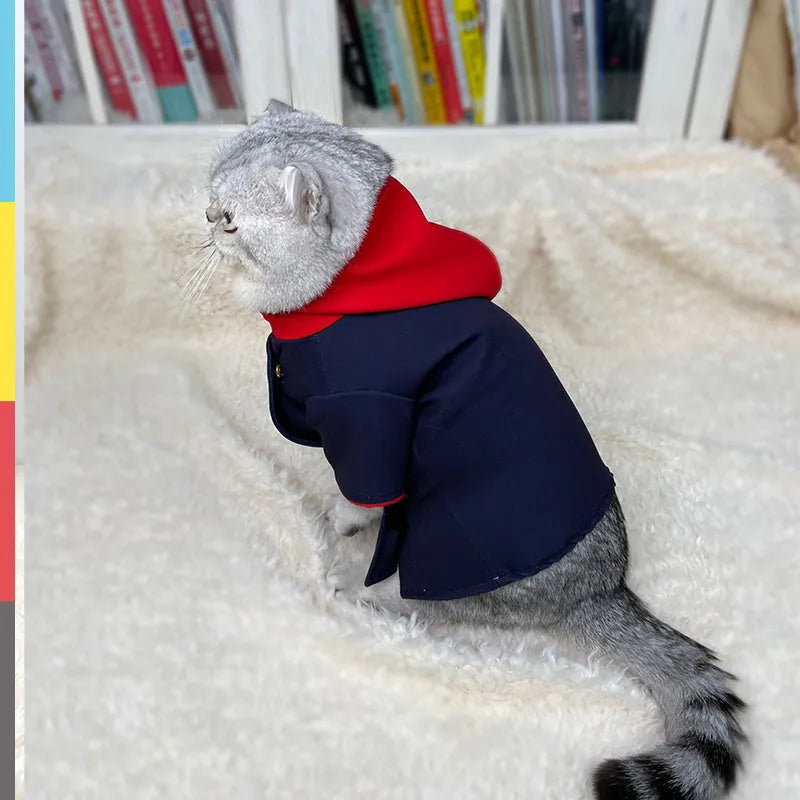 Tiger staff yuren coloured hoodie costume for a cat or dog on a mannequin.