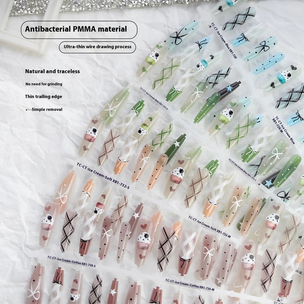40-piece ice cream nail sticker set with glossy sealing layer in four colours