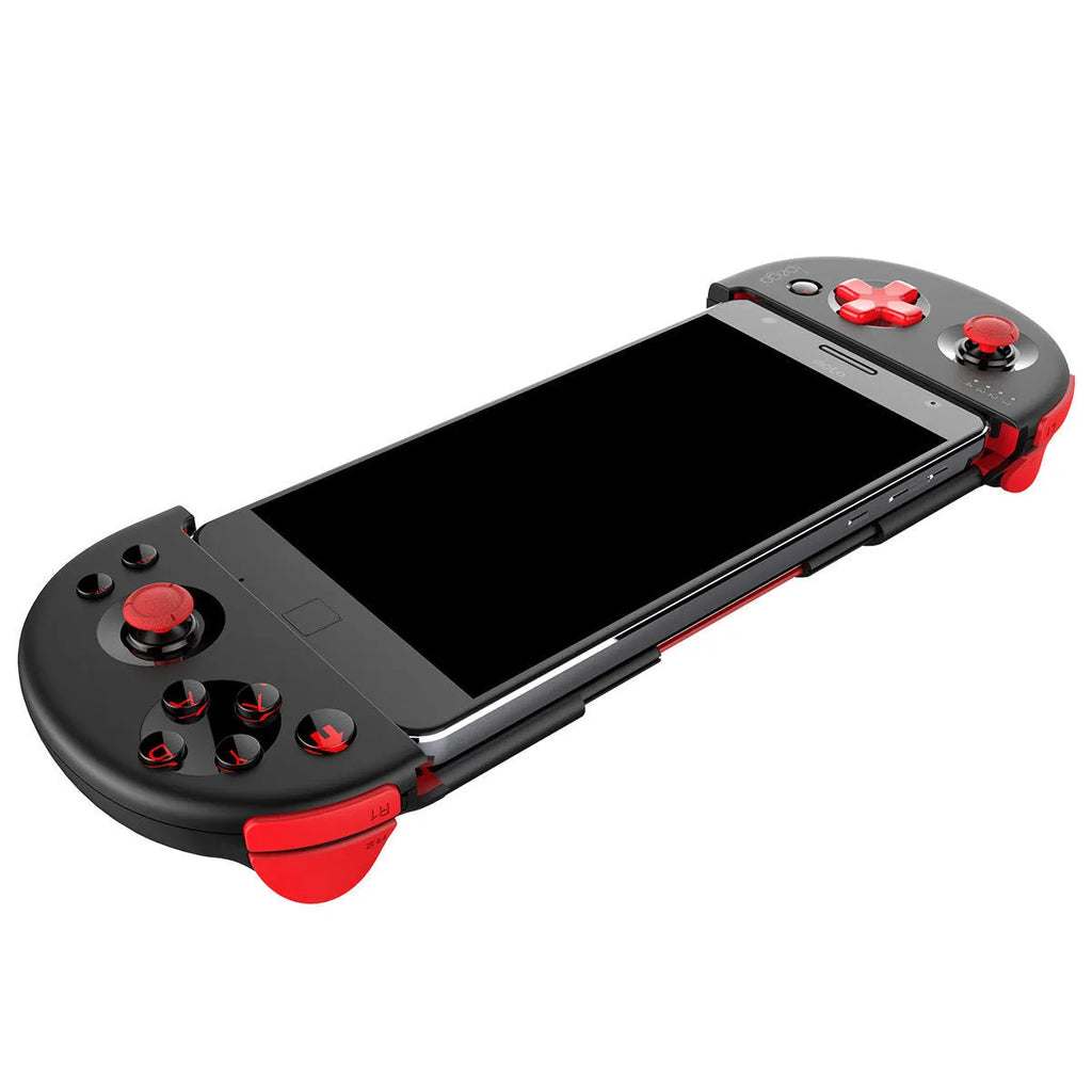 Red Samurai retractable Bluetooth game joystick in black ABS for smartphone mobile gaming controller