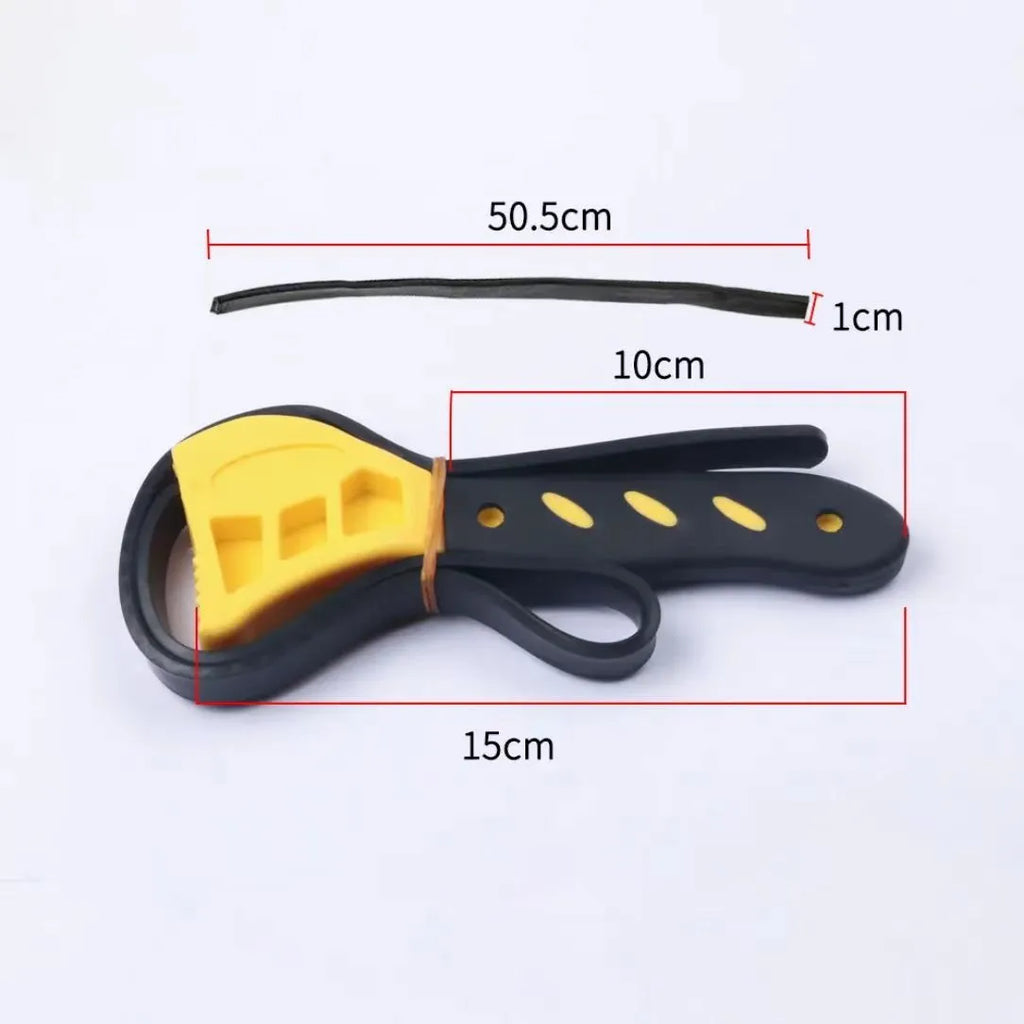 6-inch and 8-inch adjustable rubber strap wrench set with phosphated metal hook on a white background.