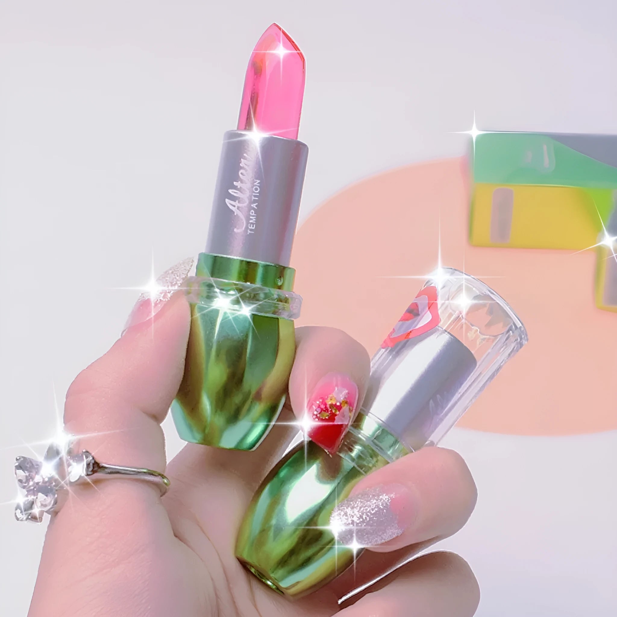 Non-fading waterproof moisturising lipstick in bright red with no stain on cup property