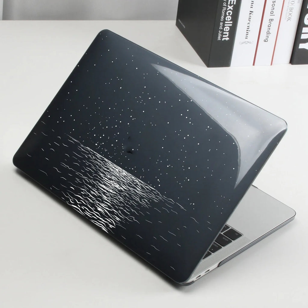 Black printing hard shell laptop case for MacBook Air 13 with silicone keyboard cover on white background